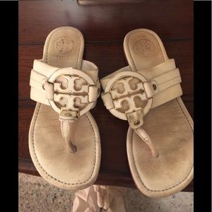 Off white leather Tory Burch sandals.